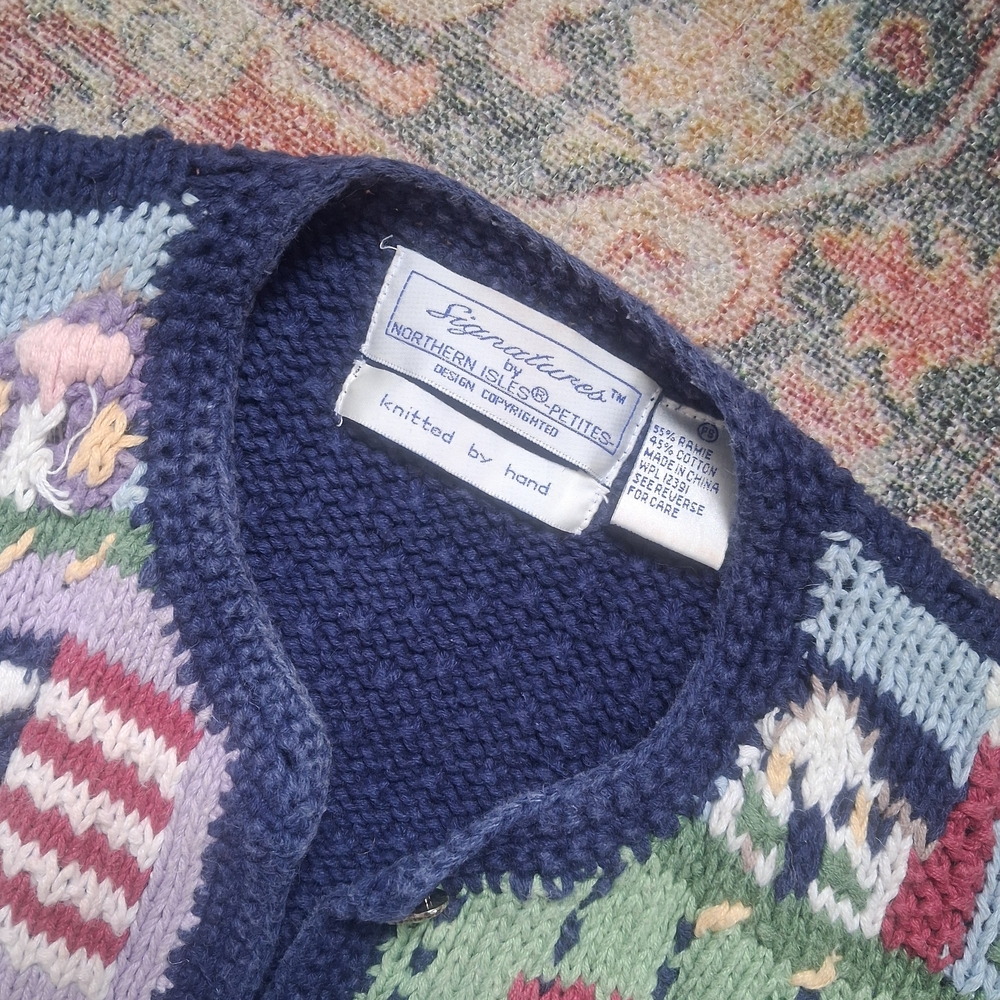 Colorful Patchwork Hand Knitted Cardigan - image 5